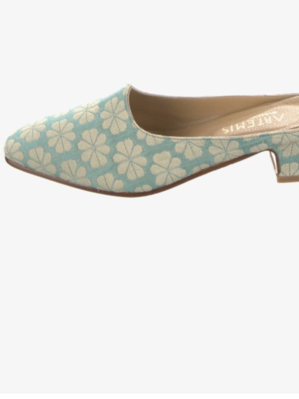 Artemis Design Co Blue Floral Woven Mules Block Heel Square Toe Size 9 IT 39 Cat